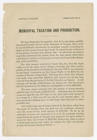 Campaign leaflets : municipal taxation and prohibition