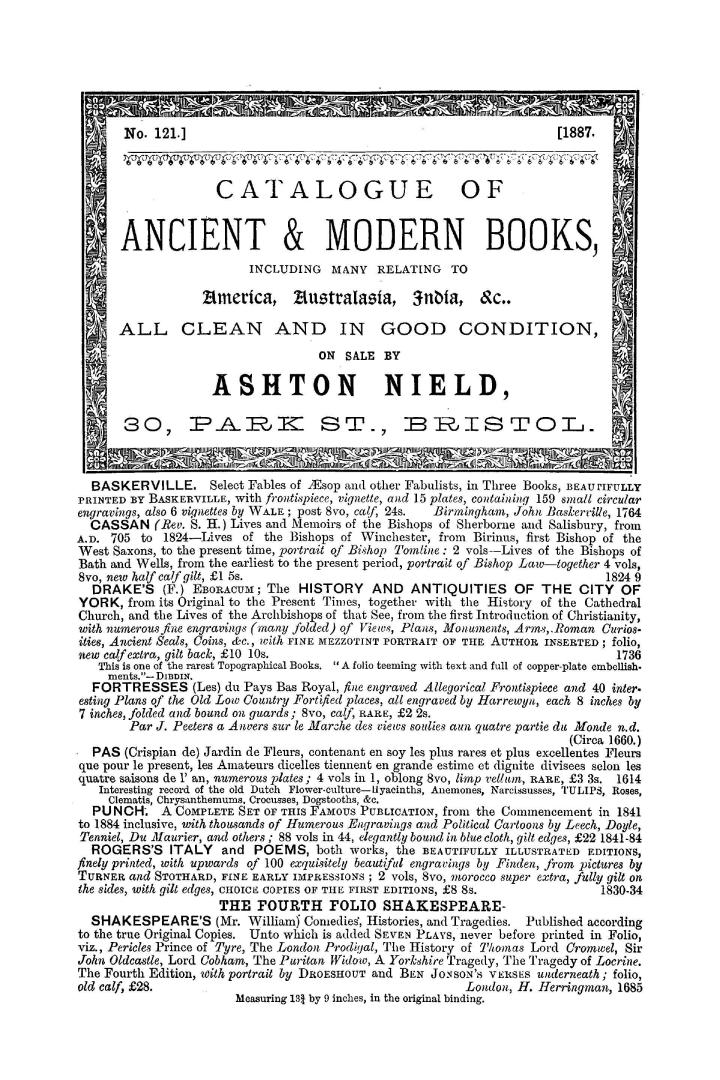 Catalogue of ancient and modern books, including many relating to America, Australasia, India, etc
