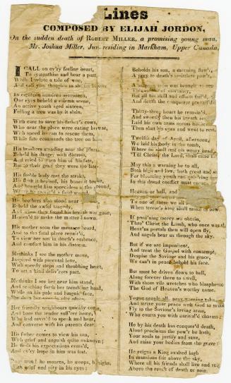 Lines composed by Elijah Jordon, on the sudden death of Robert Miller, a promising young man