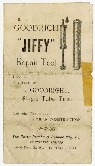 The Goodrich ''Jiffy'' repair tool used in the repair of Goodrich single tube tires