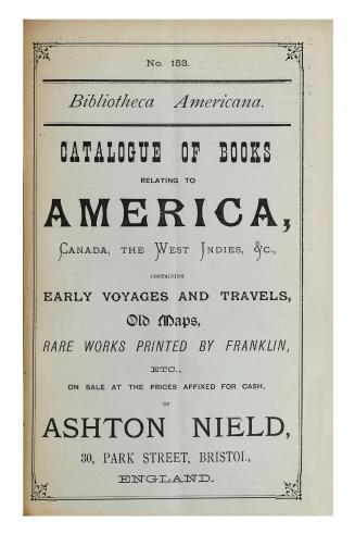 Bibliotheca americana. Catalogue of books relating to America, Canada, the West Indies, &c. (no. 153)