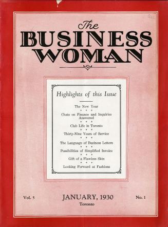 The business woman, vol. 5, no. 1 (January, 1930)