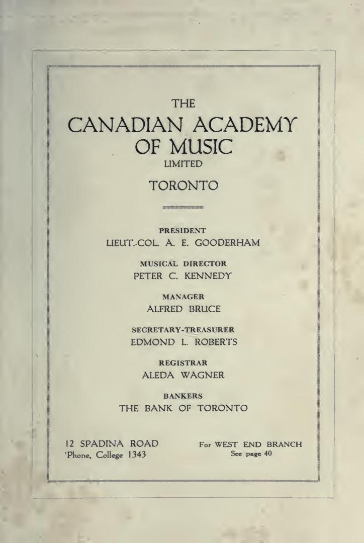 The Canadian Academy of Music Limited : Toronto