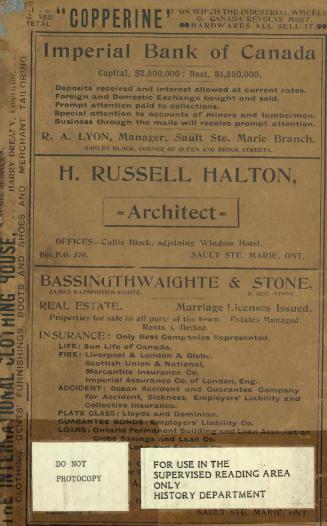 Foster's Sault Ste. Marie, Ont. directory...embracing a street directory and guide : an alphabetical list of names, a classified business directory, and miscellaneous directory