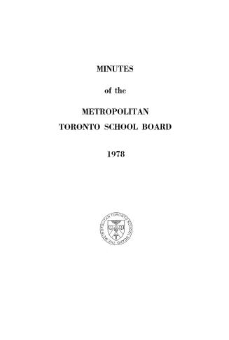 Minutes and appendix of the Metropolitan School Board, 1978