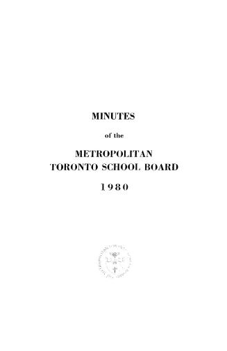 Minutes and appendix of the Metropolitan School Board, 1980