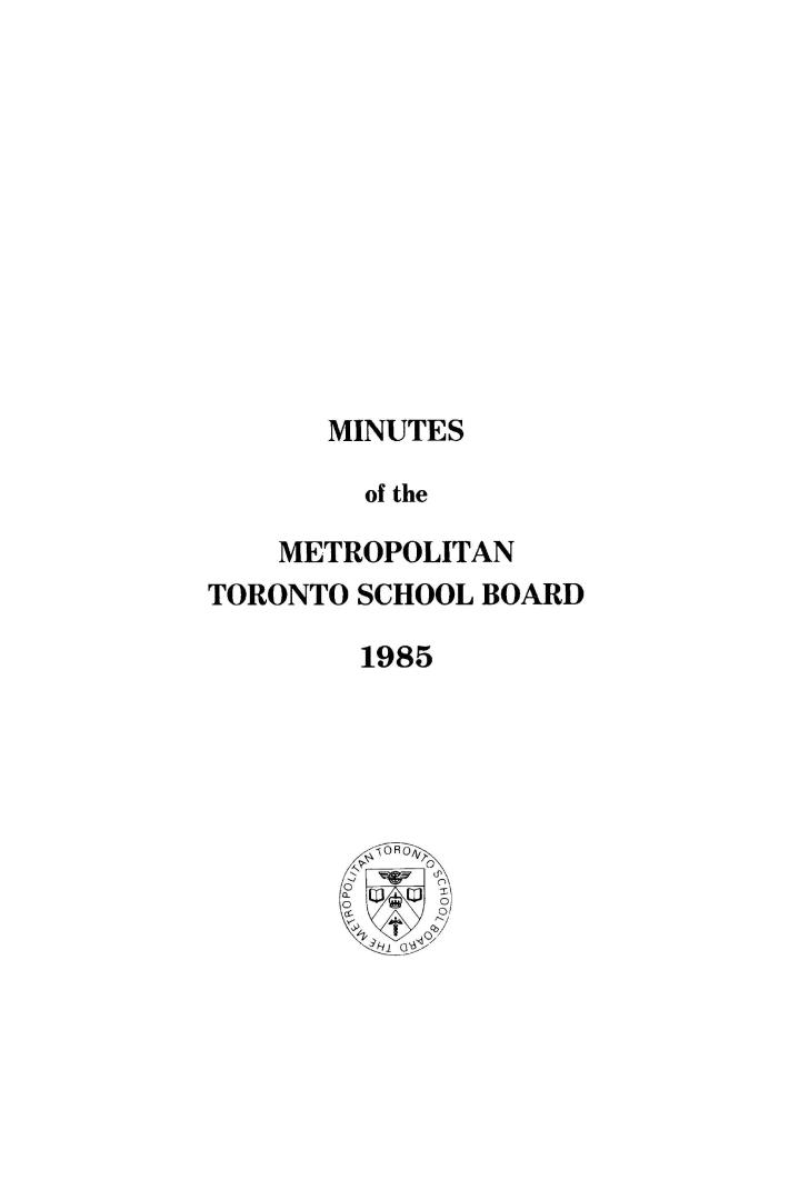 Minutes and appendix of the Metropolitan School Board, 1985