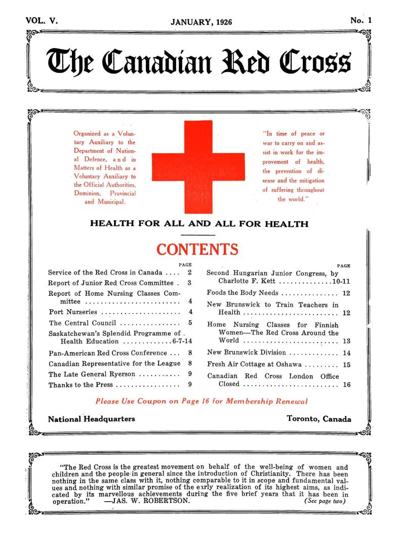 Canadian Red Cross (volume V, number 1)