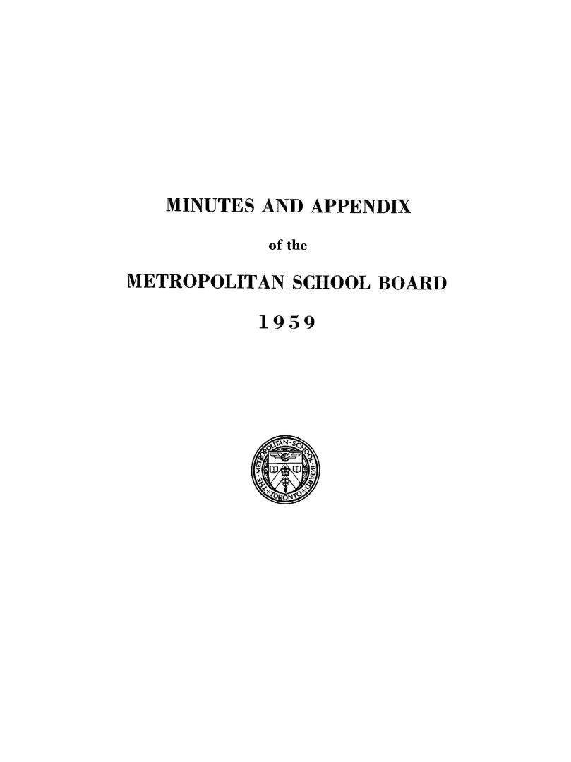 Minutes and appendix of the Metropolitan School Board, 1959