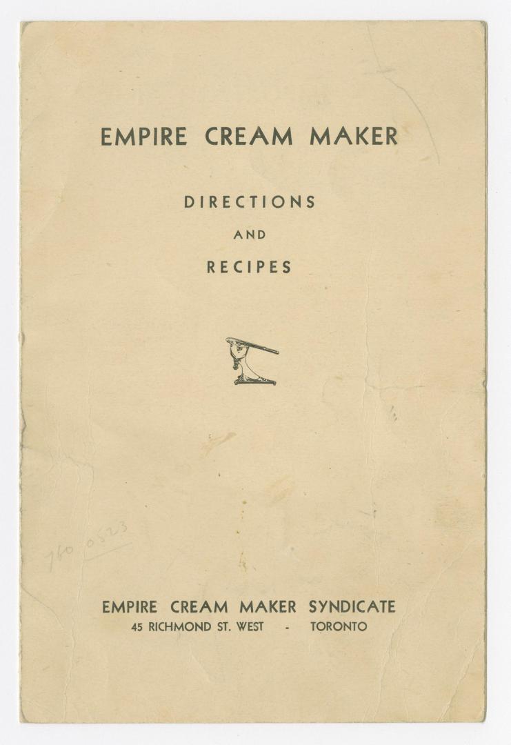 Empire cream maker : directions and recipes