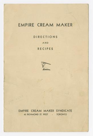 Empire cream maker : directions and recipes