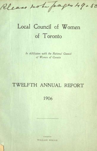 Annual report of the Local Council of Women of Toronto