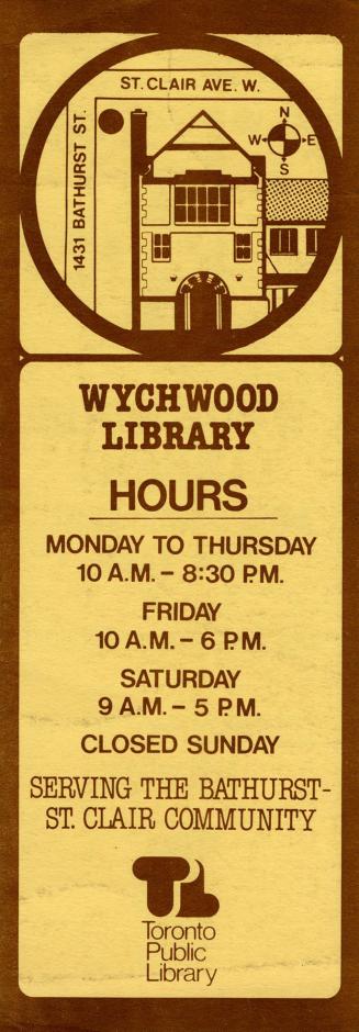 Image shows a slip showing Wychwood Library hours. At the top there is an image showing an inte ...