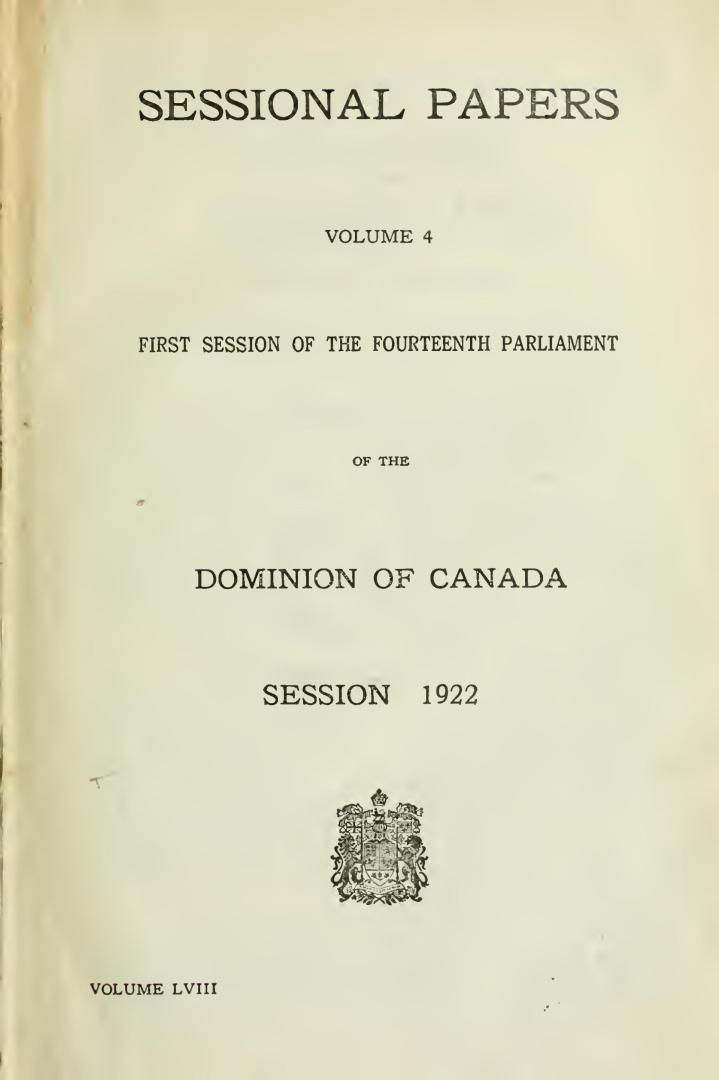 Sessional papers of the Dominion of Canada 1922