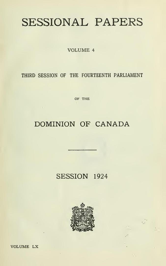 Sessional papers of the Dominion of Canada 1924