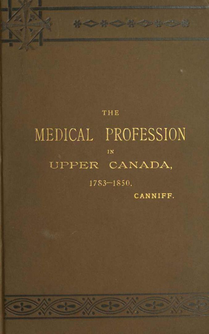 The medical profession in Upper Canada 1783-1850