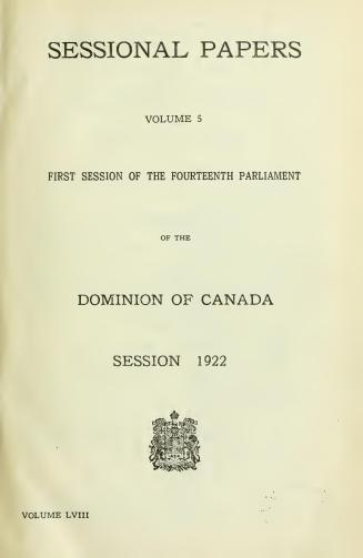 Sessional papers of the Dominion of Canada 1922