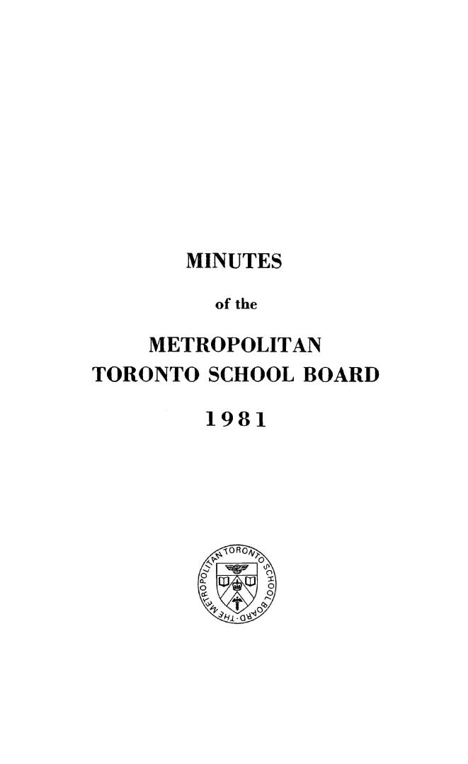 Minutes and appendix of the Metropolitan School Board, 1981