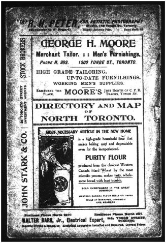 Directory and map of North Toronto. Image shows a cover page of it with the title in the middle ...