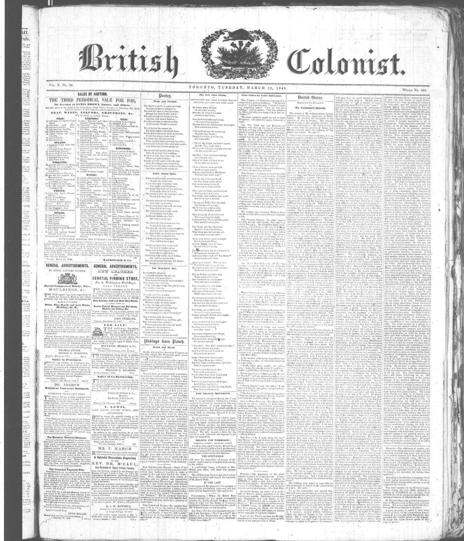 British Colonist March 31, 1846)