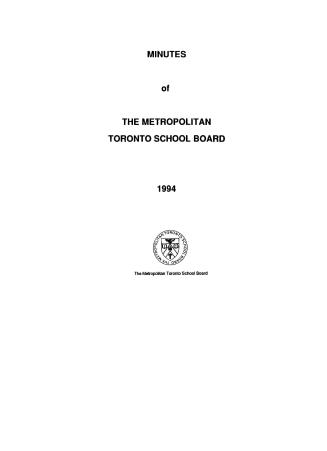 Minutes and appendix of the Metropolitan School Board, 1994