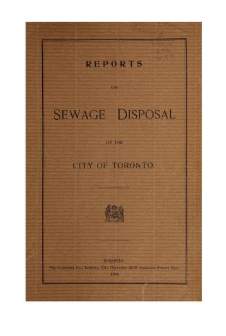 Image shows a cover page that reads: "Reports on Sewage Disposal of the City of Toronto".