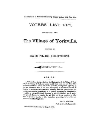Voters' list, municipality of the village of Yorkville 1878