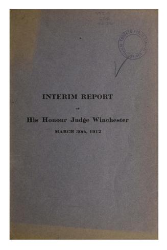 Interim report of His Honour Judge Winchester (Toronto filtration investigation)