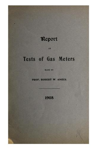 Report on tests of gas meters made by Prof