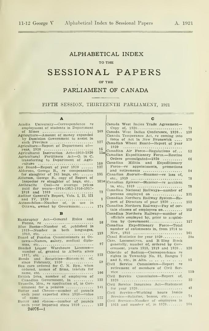 Sessional papers of the Dominion of Canada 1921
