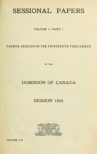 Sessional papers of the Dominion of Canada 1920