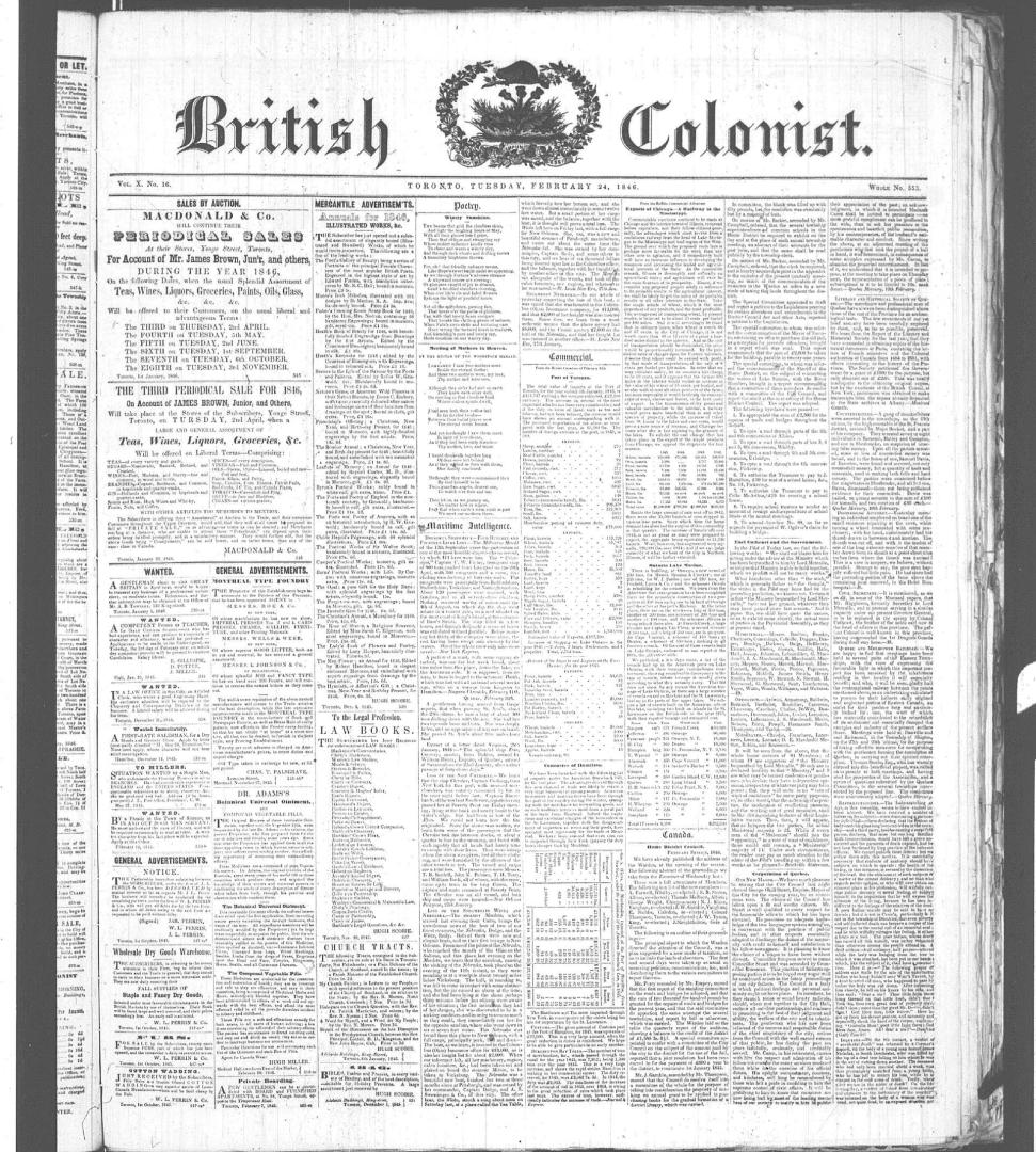 British Colonist (February 24, 1846)