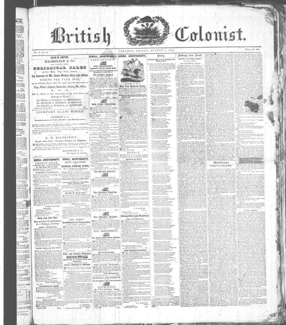 British Colonist August 07, (1846)