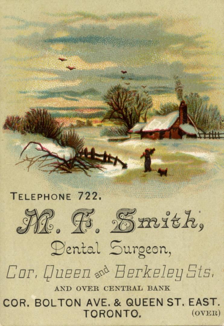 Charming illustration of a small red farm house with snow on the roof and smoke coming out of t ...