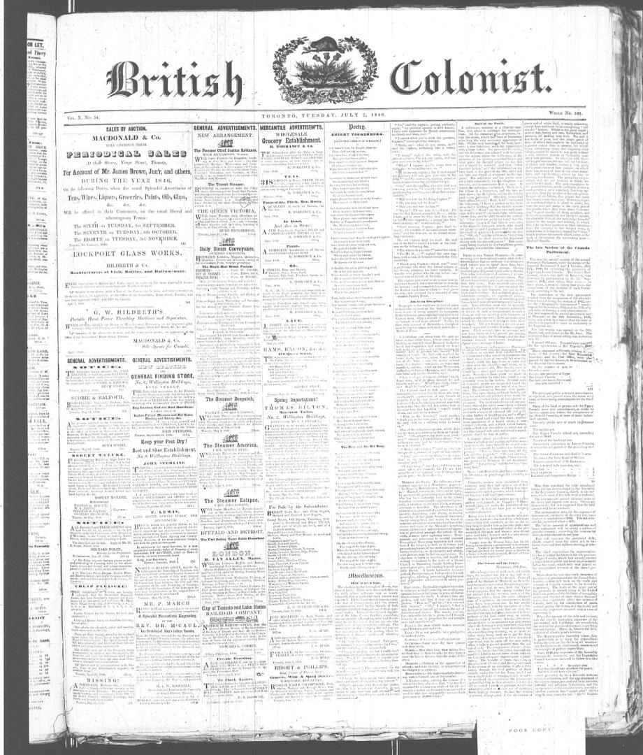 British Colonist July 07, (1846)