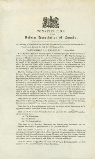 Constitution of the Reform Association of Canada