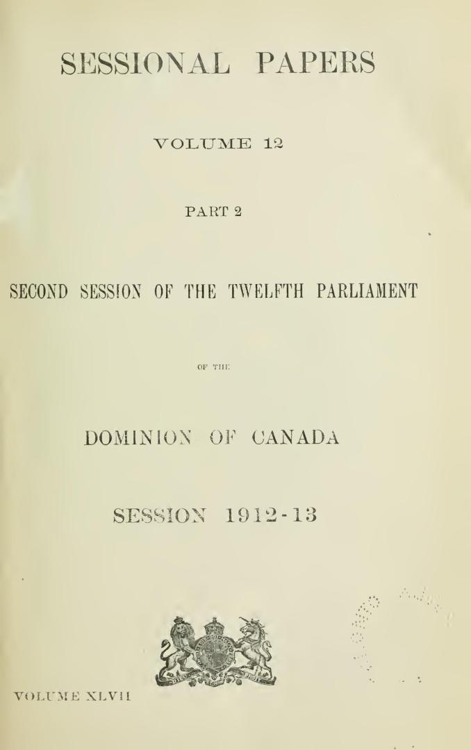 Sessional papers of the Dominion of Canada 1913