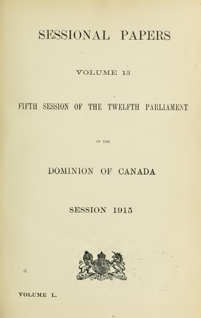 Sessional papers of the Dominion of Canada 1915