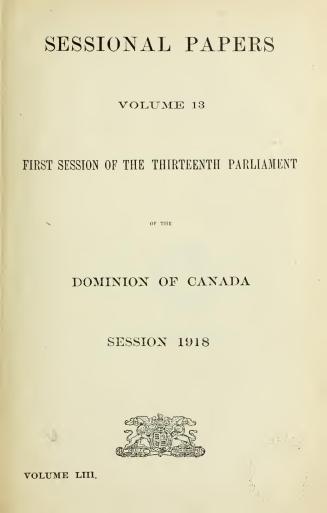 Sessional papers of the Dominion of Canada 1918