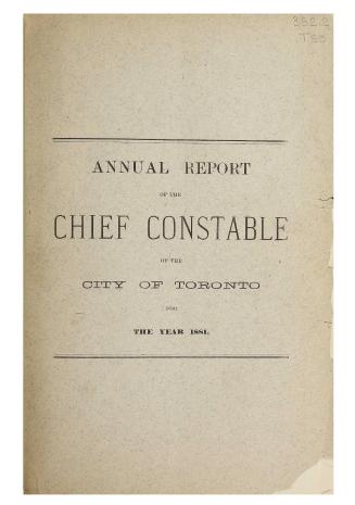 Annual report of the Toronto city constable 1881