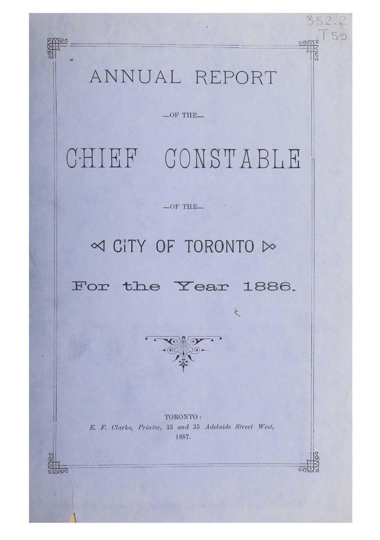 Annual report of the Toronto city constable 1886