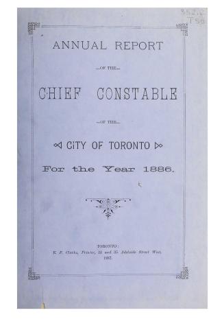 Annual report of the Toronto city constable 1886