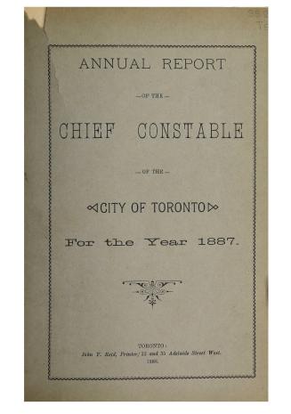 Annual report of the Toronto city constable 1887