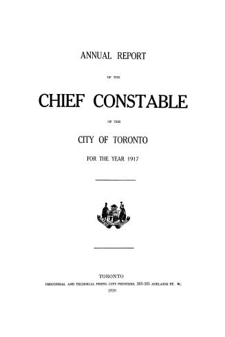 Annual report of the Toronto city constable 1917