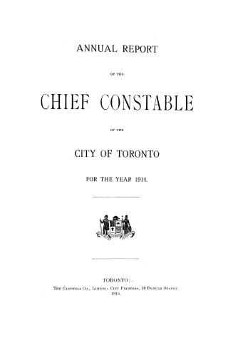 Annual report of the Toronto city constable 1914