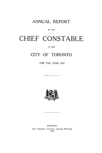 Annual report of the Toronto city constable 1924