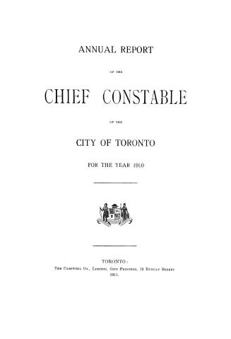 Annual report of the Toronto city constable 1910