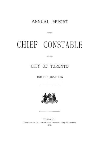 Annual report of the Toronto city constable 1915
