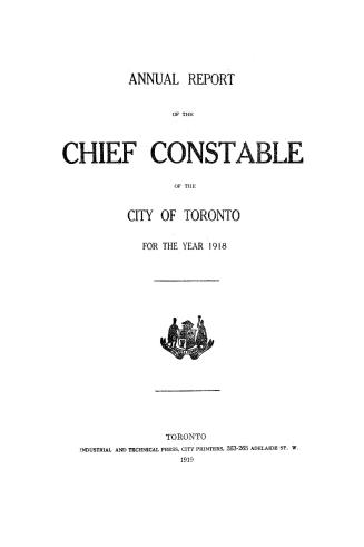 Annual report of the Toronto city constable 1918