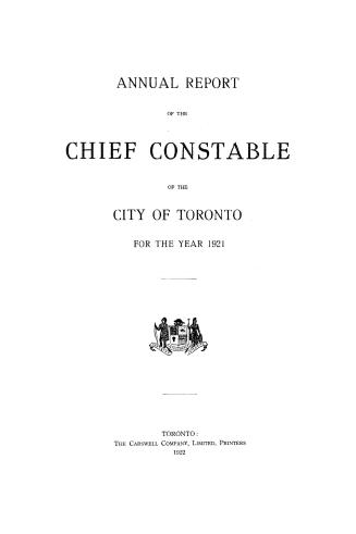 Annual report of the Toronto city constable 1921